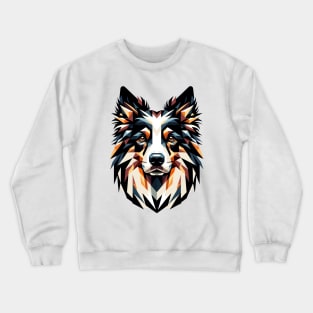 Geometric Border Collie: Canine Mosaic Art Crewneck Sweatshirt